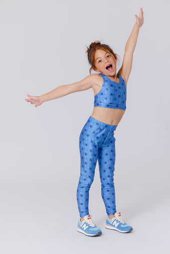 Girls Hi-Shine Sports Bra in Star Denim