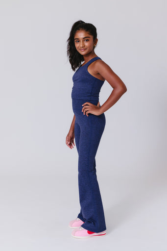 Girls TLC Crop Top in Heathered Navy