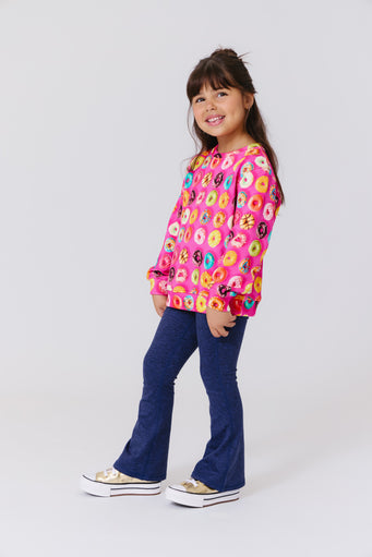 Kids TLC Flare Leggings in Heathered Navy