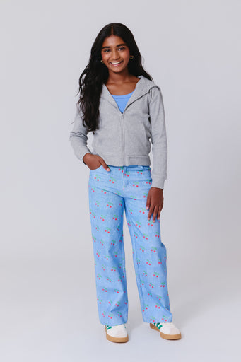 Girls Rib Hoodie in Collegiate Gray