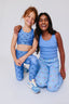 Girls Rib Skinny Strap Tank in Sky Blue
