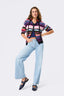 Full Zip Sweater in Bright Stripe