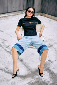 NY Knicks Baby Tee in Black