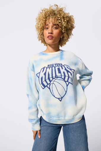 Unisex NY Knicks Sweater in Blue Tie Dye