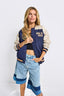 Unisex NY Knicks Bomber Jacket in Navy and Taupe