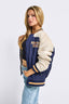 Unisex NY Knicks Bomber Jacket in Navy and Taupe
