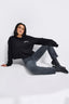 Nets Piping Crop Crew in Black
