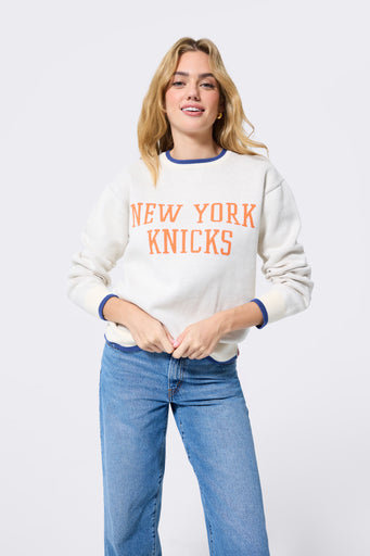 Unisex New York Knicks Word Logo Sweater in Sugar Swizzle