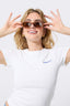 New York Yankees Pointelle Baby Tee in Bright White