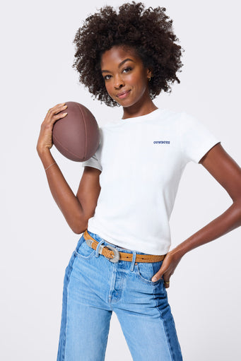 Dallas Cowboys Embroidered Baby Tee in Bright White