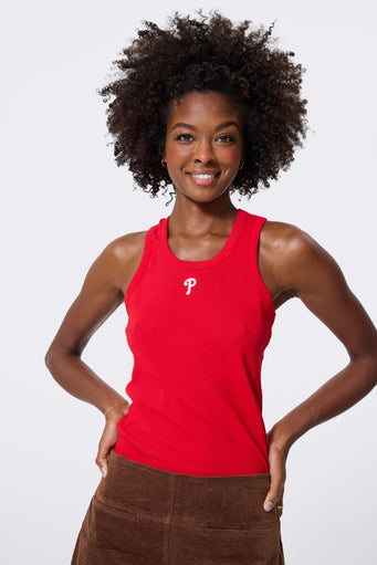 Philadelphia Phillies Rib Scoop Neck Tank in Red