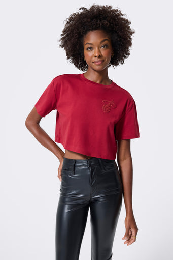 Miami Heat Crop Boxy Tee in Team Red