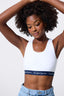 New York Yankees Rib Crop Bra in Bright White