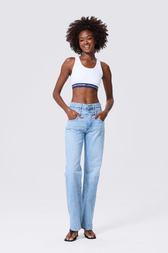 Los Angeles Rams Rib Crop Bra in Bright White
