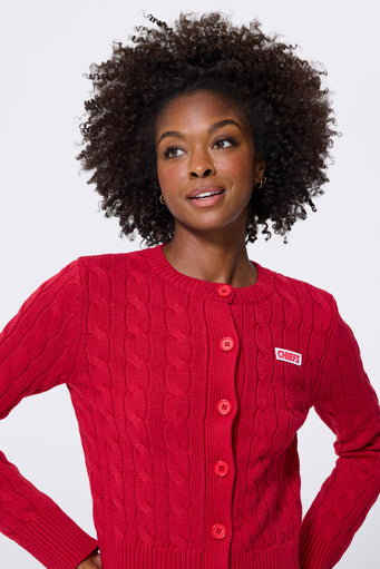 Kansas City Chiefs Cable Knit Cardigan in Red