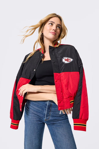 Kansas City Chiefs Cropped Bomber in Team Colors