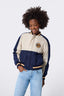 New York Knicks Cropped Bomber in Navy and Taupe