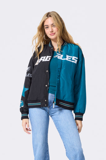 Philadelphia Eagles Colorblock Multi Logo Bomber