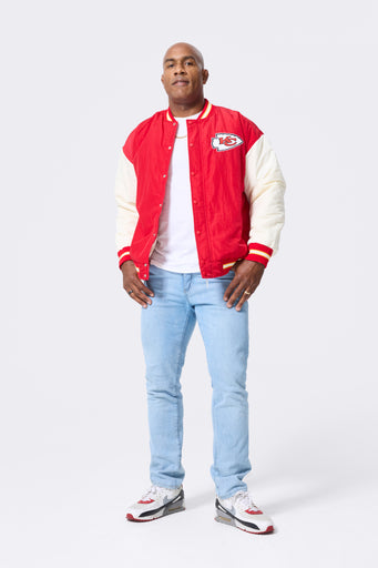 Chiefs Bomber Jacket in Red and Sugar Swizzle