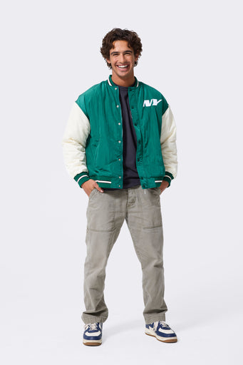 Jets Bomber Jacket in Green and Sugar Swizzle