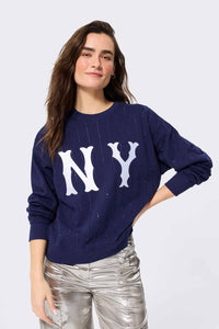 New York Yankees Gems Stripe Crew in Navy