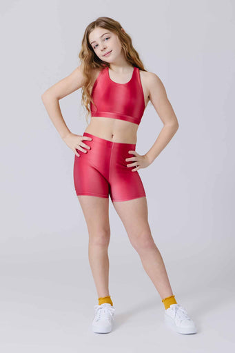 Girls Booty Shorts in Red Ombre