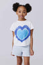 Girls Baby Tee with Blue Tie Dye Heart