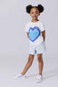Girls Baby Tee with Blue Tie Dye Heart