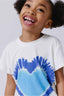 Girls Baby Tee with Blue Tie Dye Heart