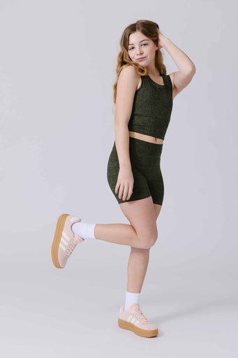 Girls TLC Booty Short in Uniform Green