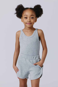 Girls Rib Skinny Strap Tank in Collegiate Gray