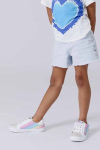 Girls Twill Stud Short in Cloud Blue
