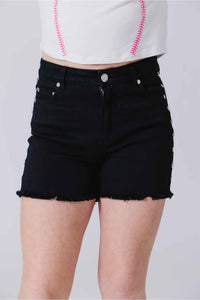 Girls Twill Stud Short in Black