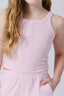Girls Pointelle Tank in Peony Pink