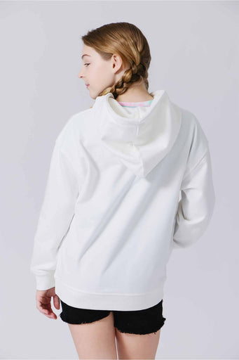 Girls Oversized Cloud Cotton Hoodie in Bright White