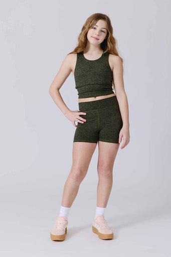 Girls TLC Crop Top in Uniform Green