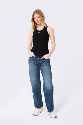 New York Knicks Scoop Neck Rib Tank in Black