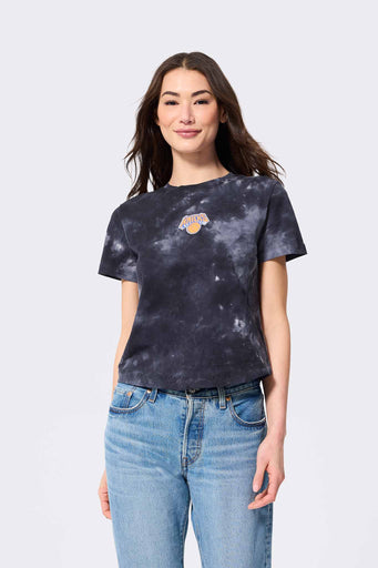 New York Knicks Tie Dye Baby Tee in Black