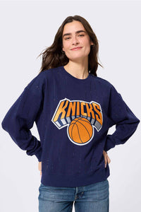 New York Knicks Gems Stripe Crew in Navy