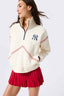 New York Yankees Stitch Quarter Zip in Sugar Swizzle