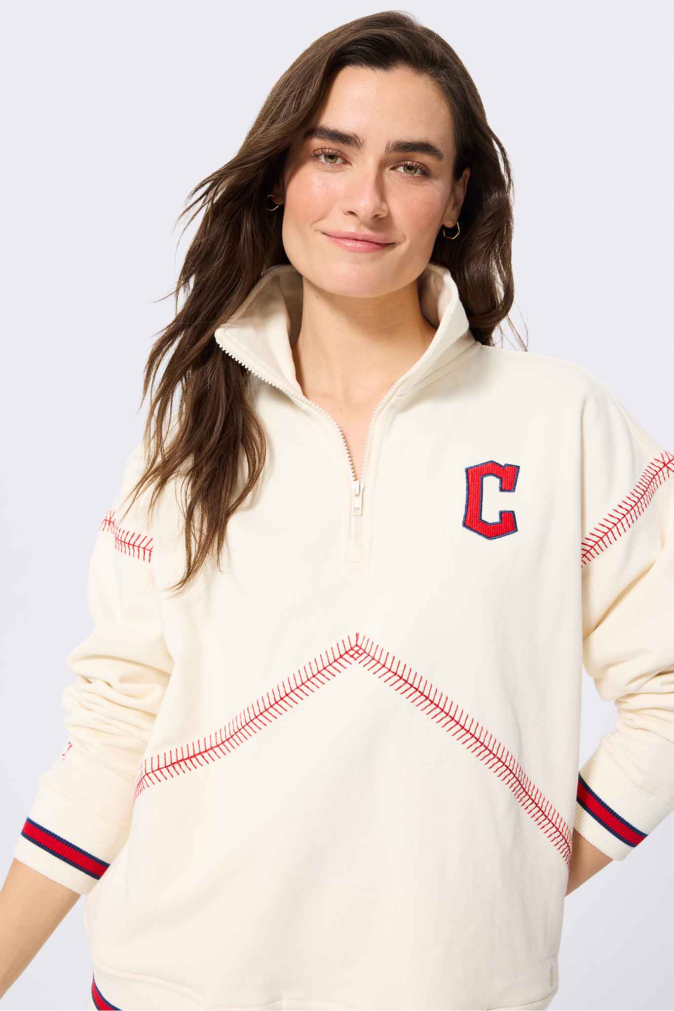CREDONA クレドナ スタンダードルーズスタジャン Cleveland Guardians Stitch Quarter Zip – Terez.com