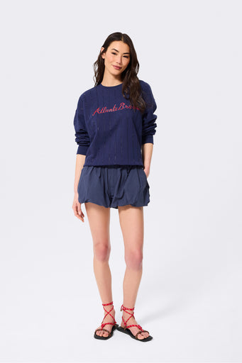 Atlanta Braves Gems Stripe Crew in Navy