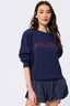 Atlanta Braves Gems Stripe Crew in Navy