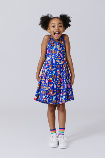 Girls New York Yankees Skater Dress in Blue Stadium Foods