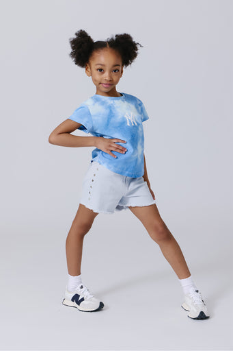 Girls New York Yankees Tie Dye Draft Tee in Blue