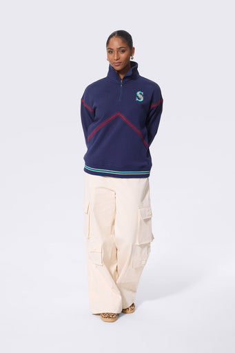 Seattle Mariners Navy Stitch Quarter Zip