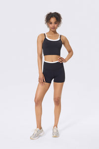 Flex Layered Active Booty Short in Black and White