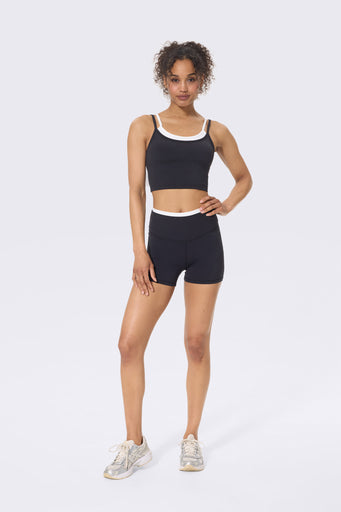 Flex Layered Active Booty Short in Black and White