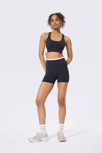 TORCHD Flex Layered Booty Short in Black and Blush