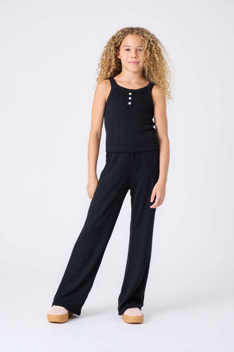 Girls Pointelle Tank in Black